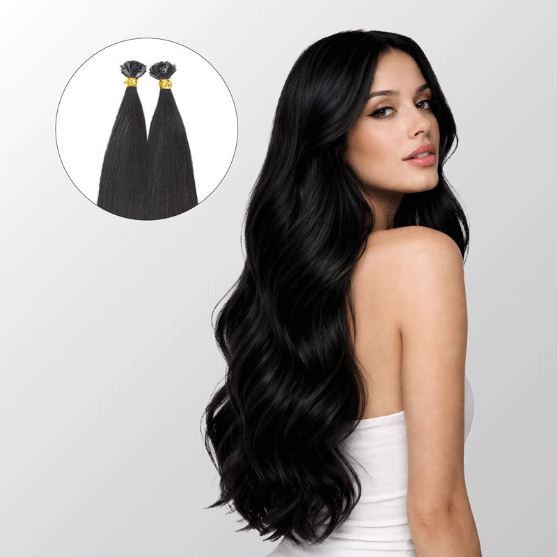Natural Black Flat Tip Hair Extensions