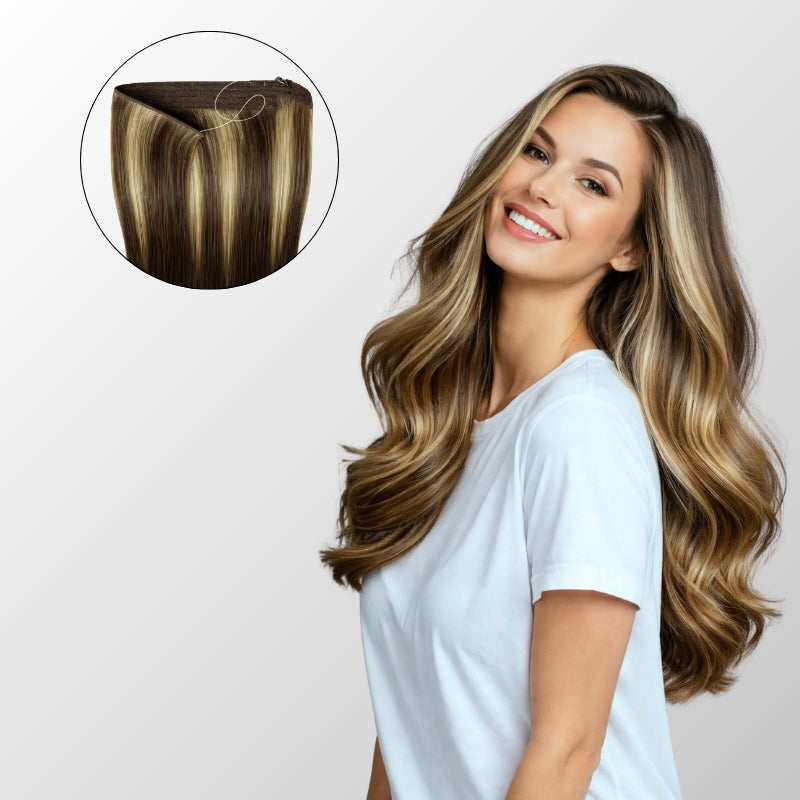 Caramel Blonde Balayage Halo Hair Extensions