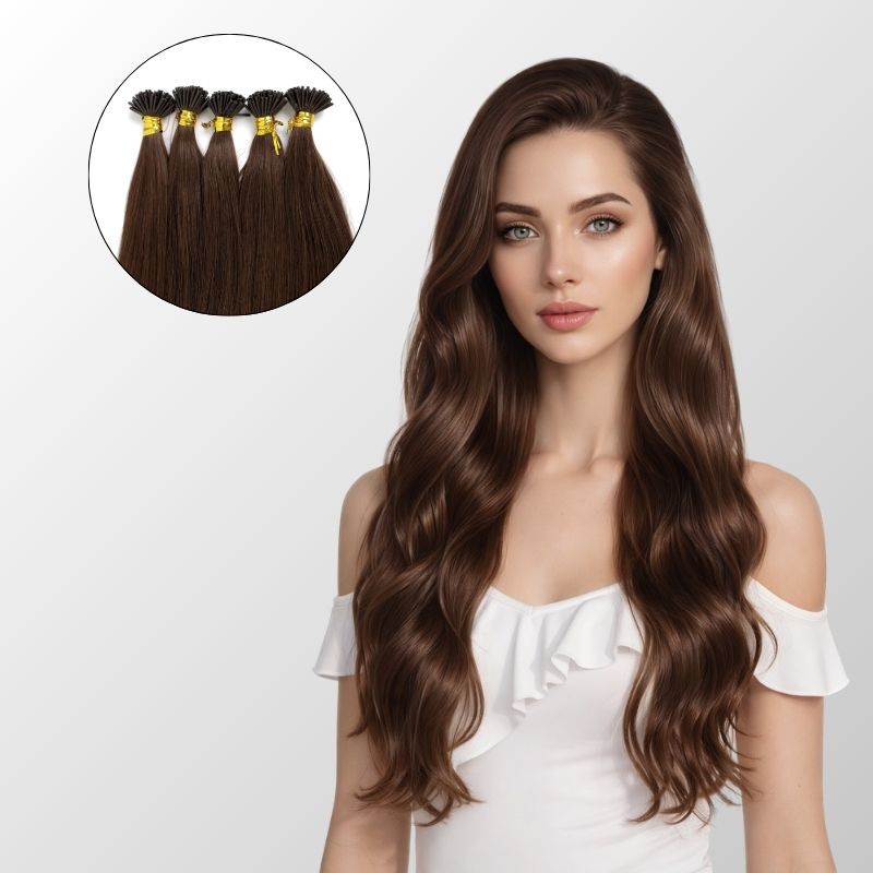 Dark Brown I-Tip Hair Extensions