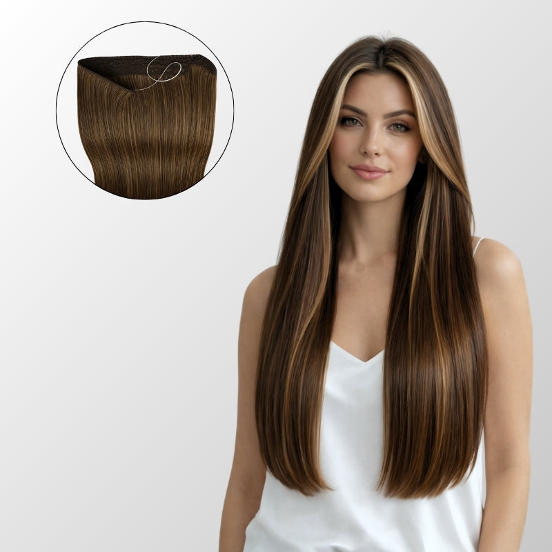 Dark Brown Balayage Halo Hair Extensions