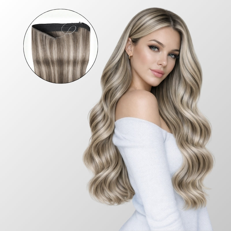 Golden Blonde Highlights Halo Hair Extensions