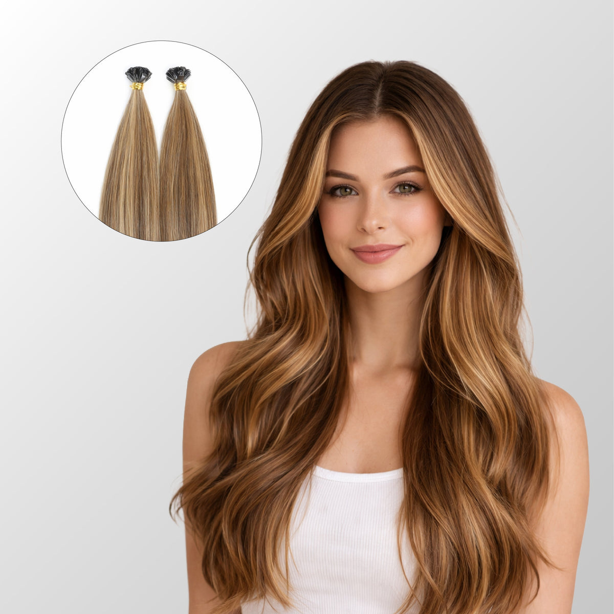 Honey Blonde Balayage Flat Tip Hair Extensions