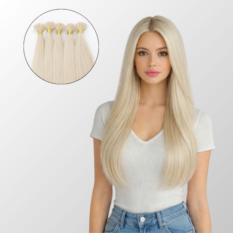 Platinum Blonde I-Tip Hair Extensions