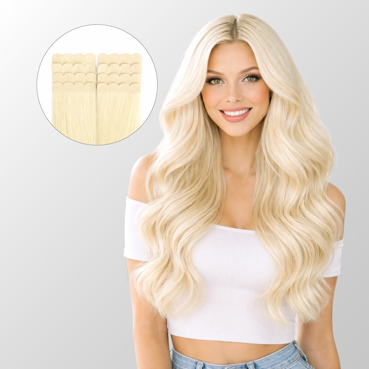 Platinum Blonde Mini Tape-In Hair Extensions