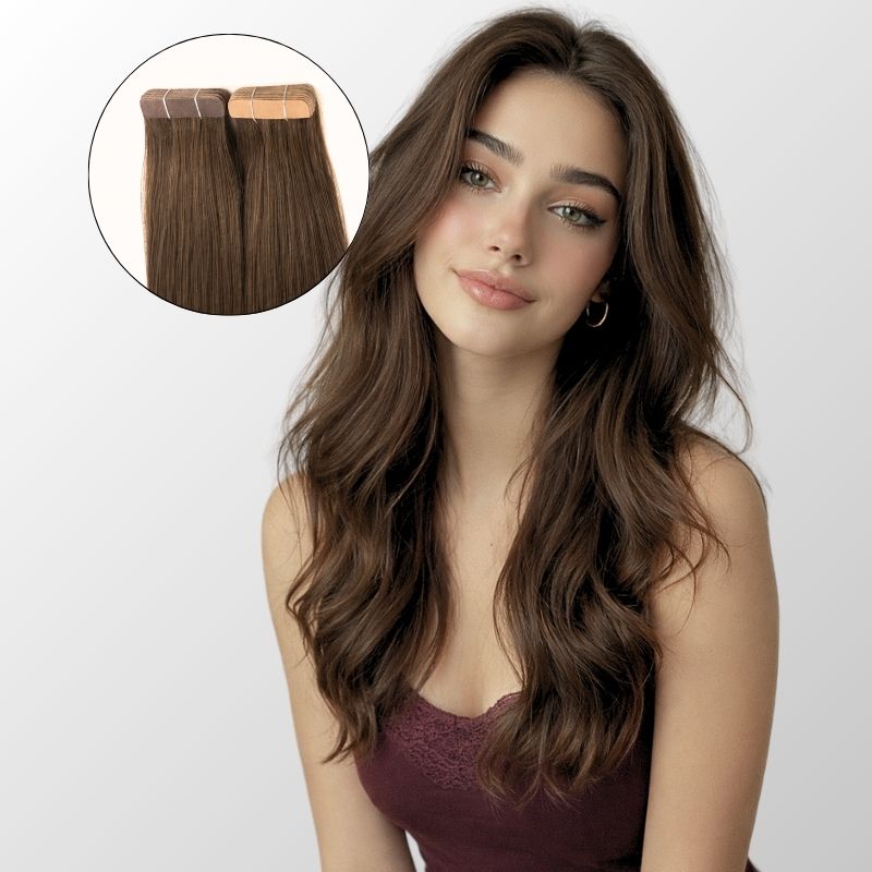 Chocolate Brown Tape-In Hair Extensions