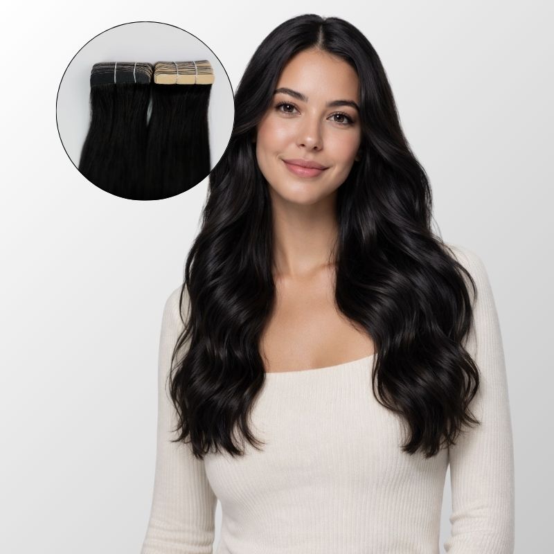 Jet Black Tape-In Hair Extensions
