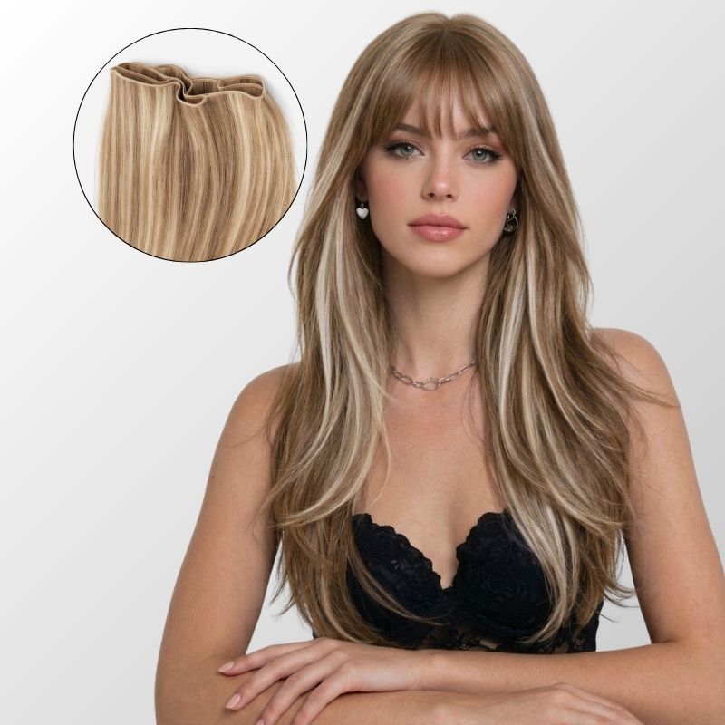 Brown Platinum Highlights Genius Weft Hair Extensions