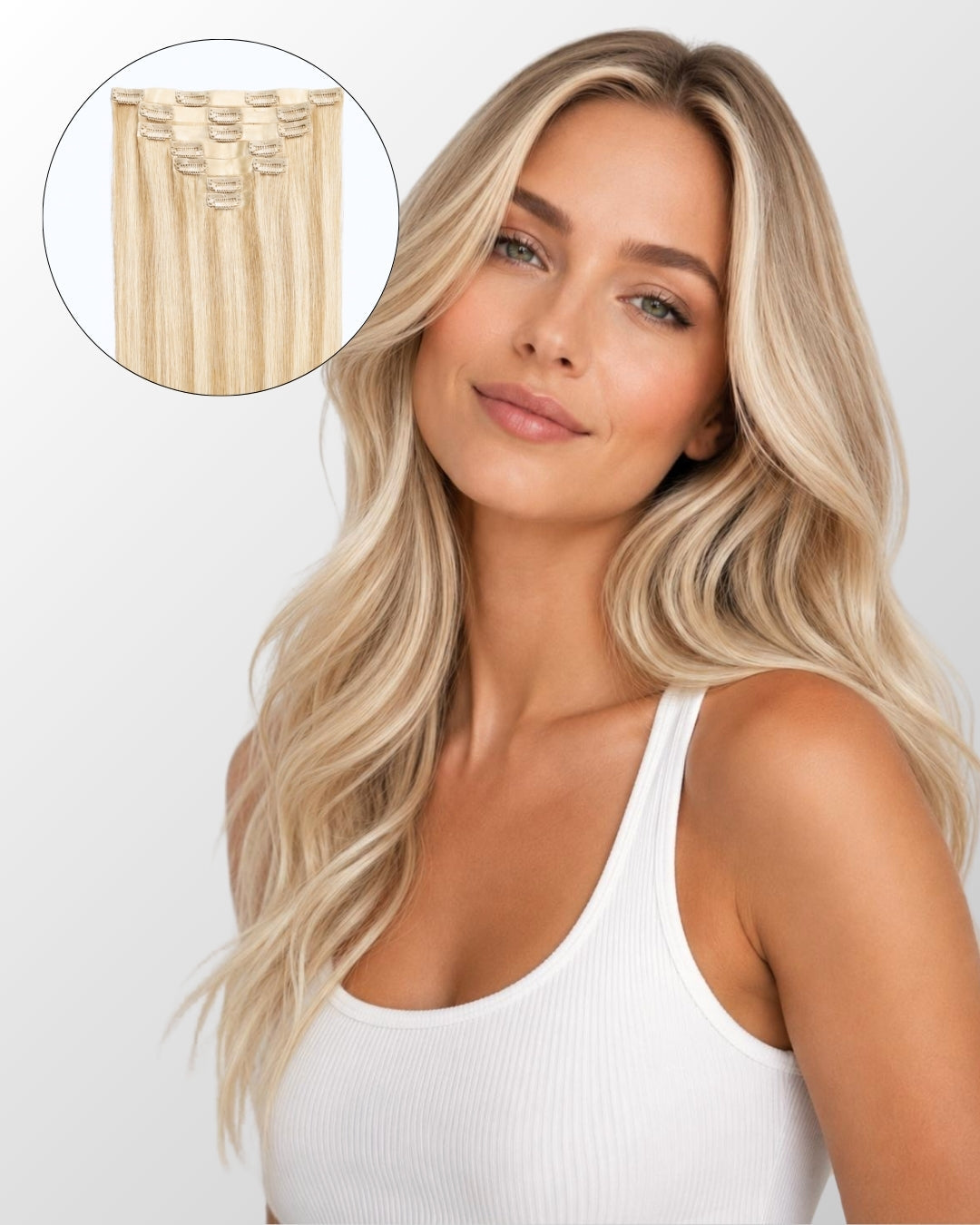 Ash Platinum Highlights Seamless Clip-In Hair Extensions