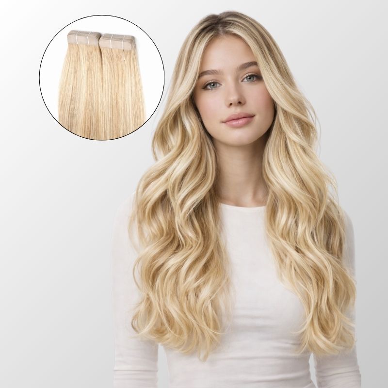 Ash Platinum Highlights Tape-In Hair Extensions