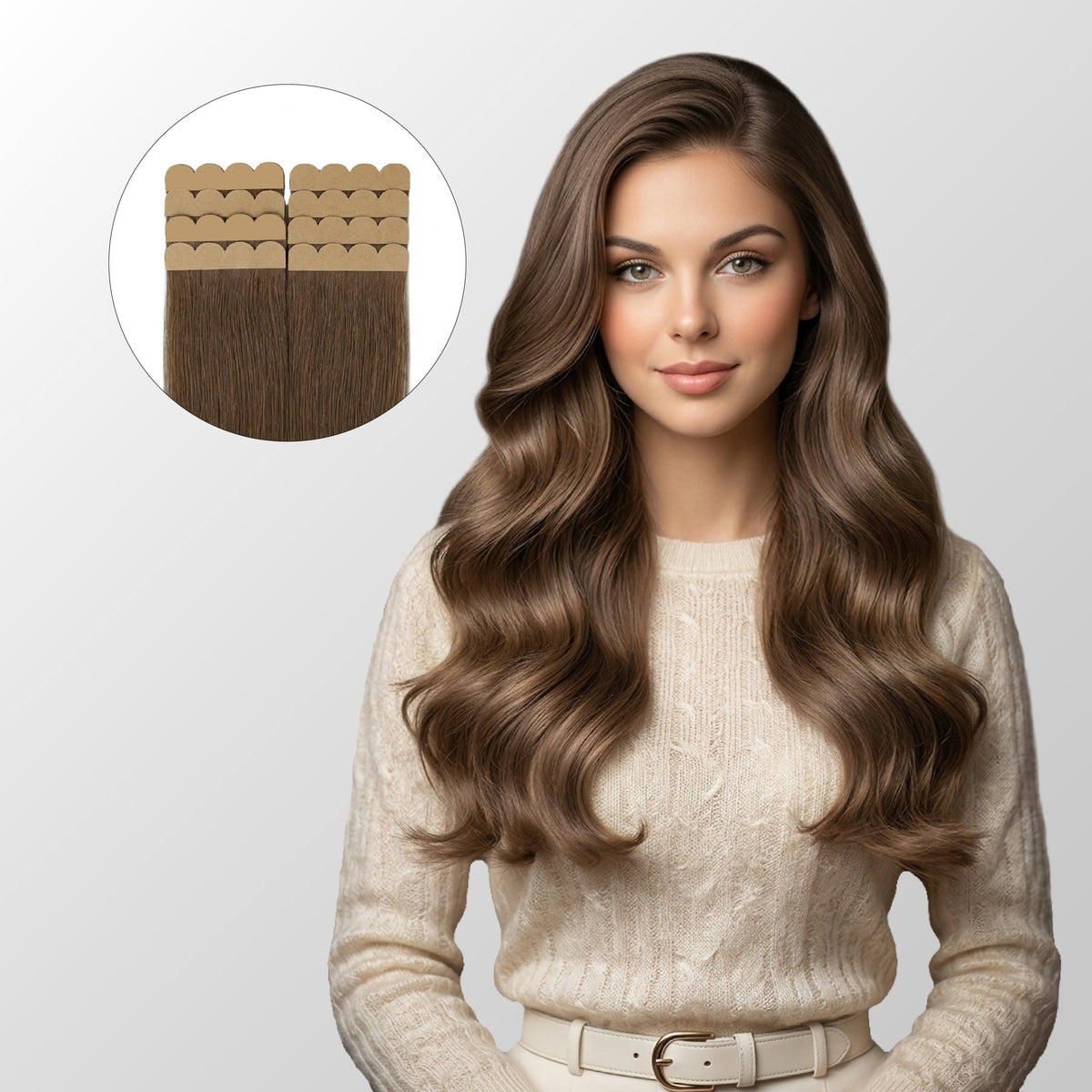 Chocolate Brown Mini Tape-In Hair Extensions