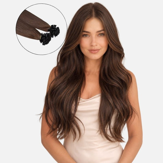 Dark Brown Flat Tip Hair Extensions