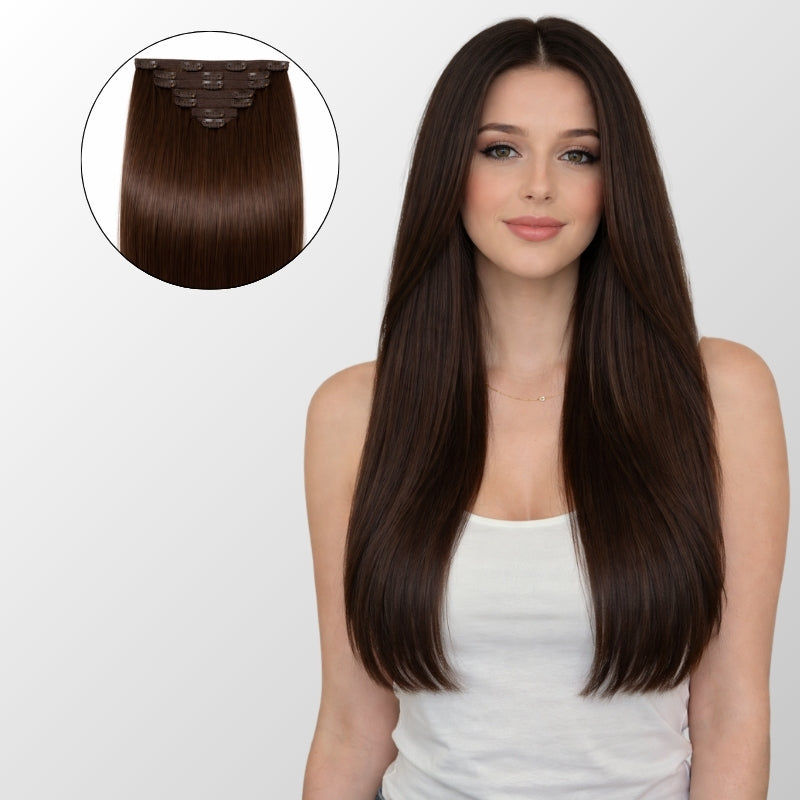 Dark Brown Full Clip-In Hair Extensions
