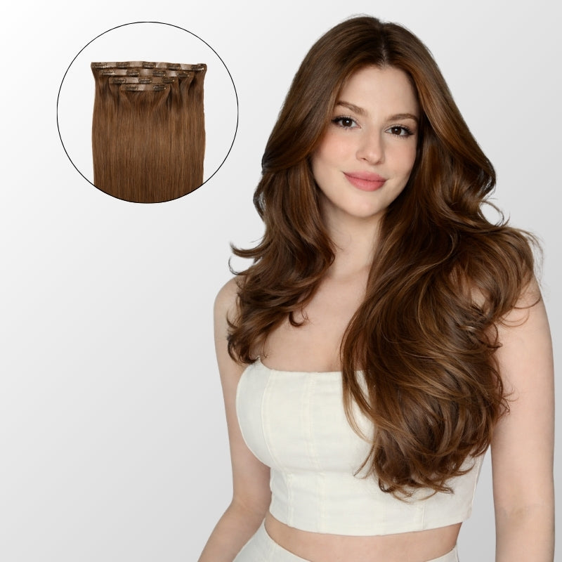 Dark Brown Seamless Clip-In Hair Extensions