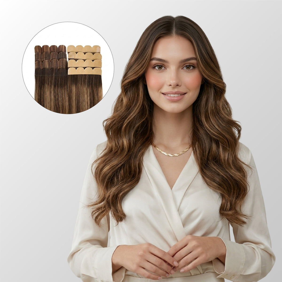 Honey Blonde Balayage Mini Tape-In Hair Extensions