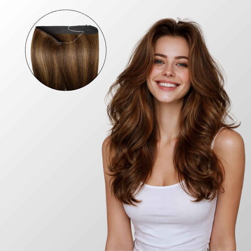 Honey Blonde Balayage Halo Hair Extensions