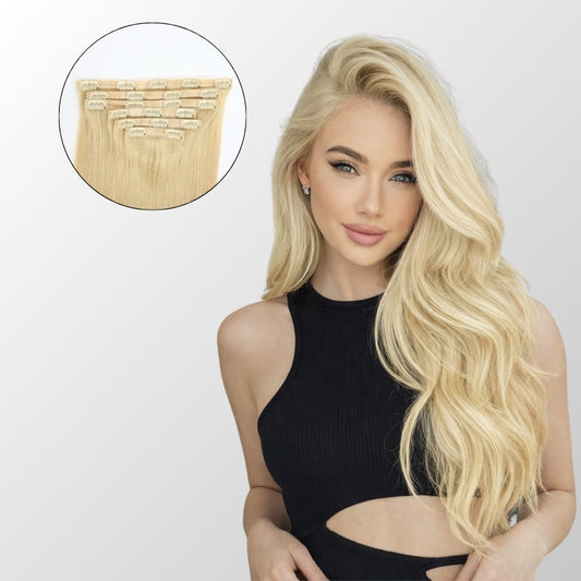 Bleach Blonde Seamless Clip-In Hair Extensions