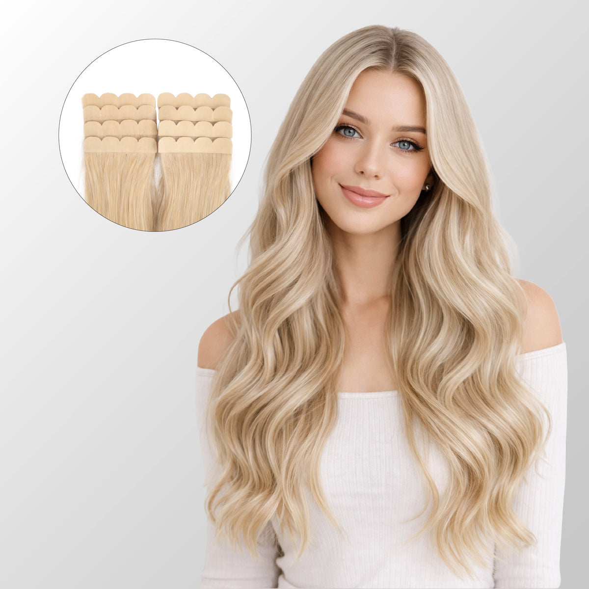 Ash Light Blonde Mini Tape-In Hair Extensions