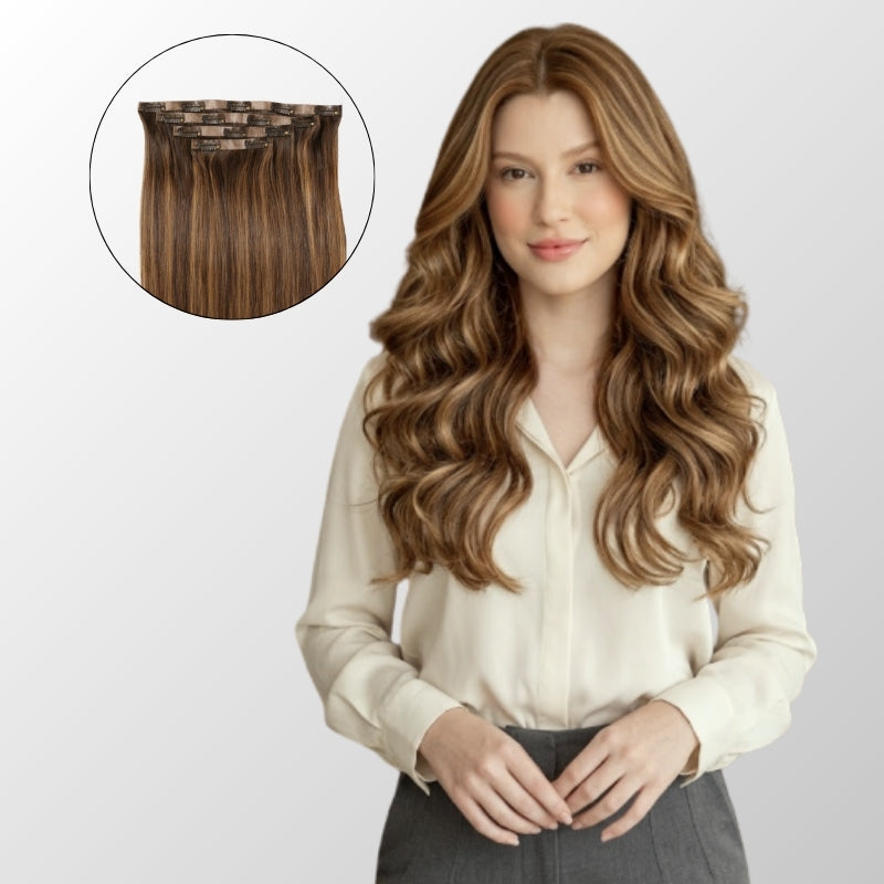 Honey Blonde Balayage Seamless Clip-In Hair Extensions