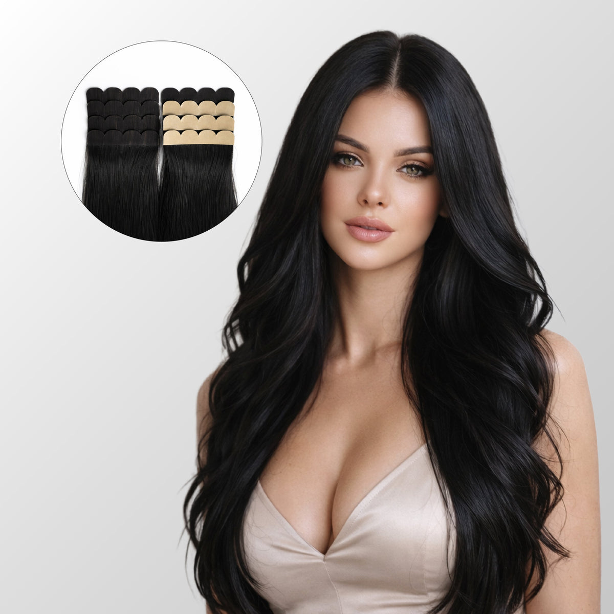 Natural Black Mini Tape-In Hair Extensions