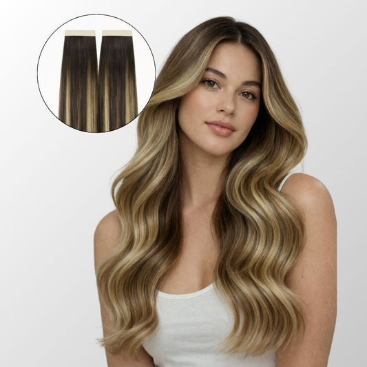 Caramel Blonde Balayage Tape-In Hair Extensions