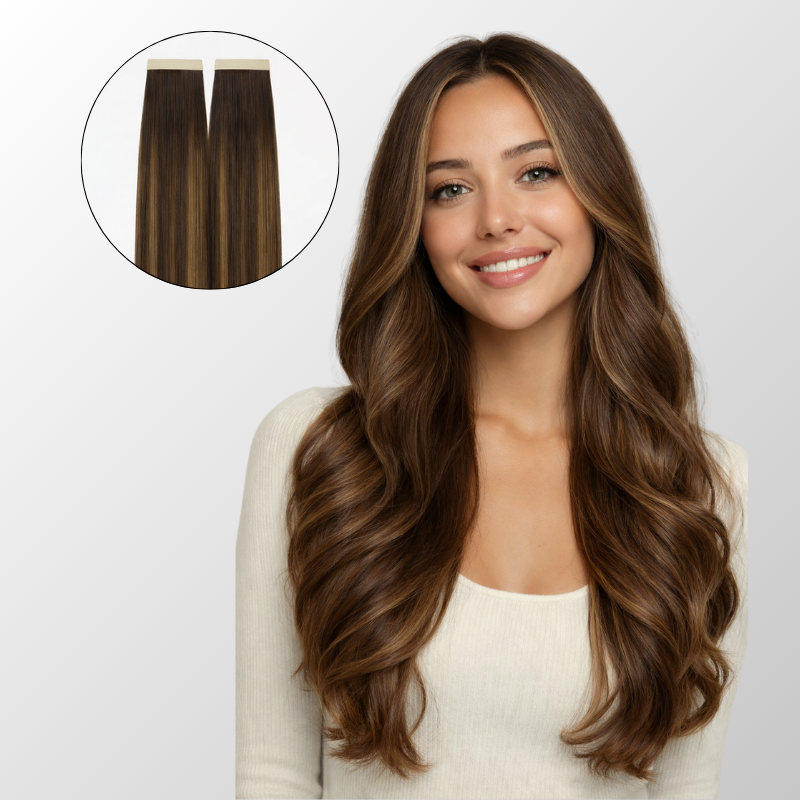 Dark Brown Balayage Tape-In Hair Extensions