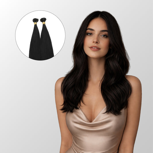 Jet Black Flat Tip Hair Extensions
